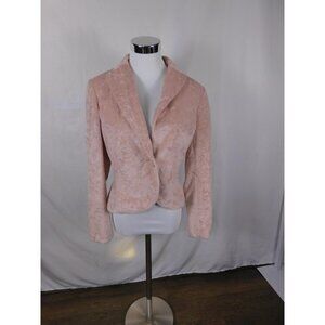 Bandolino Jacket Womens 6 Pink Faux Fur Plush One Button Blazer Lined Evening